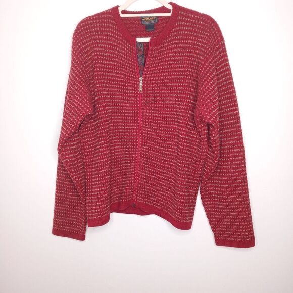 Woolrich red zip up pullover sweater size large - Picture 1 of 6